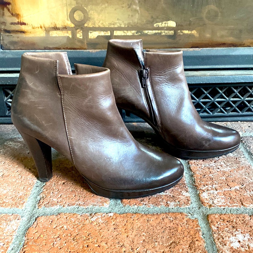 Paul Green Alexa Brown Leather Heeled Booties UK 6 US 8.5 GORGEOUS